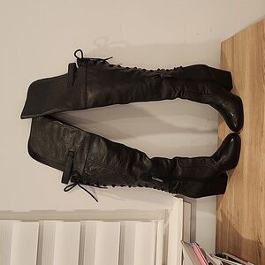 Sam Edelman Corset Lace Up Thigh High Boots Size 7